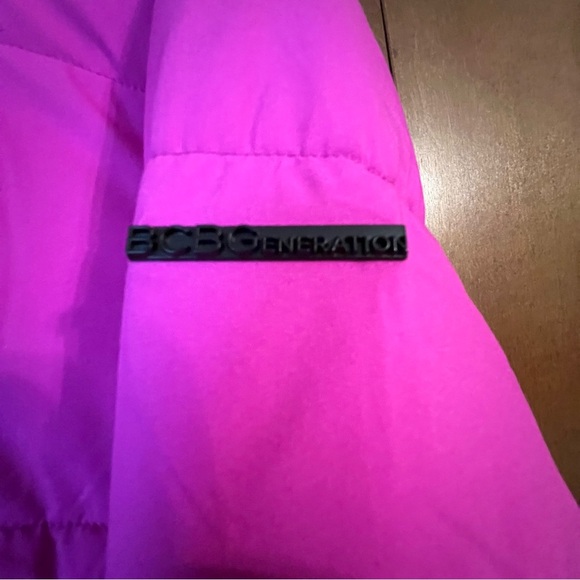 BCBGeneration Magenta NWT XXL Puffer Jacket Oversized Hood Knit Cuffs - Picture 11 of 12